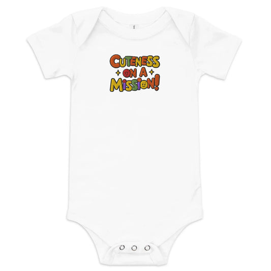 Cuteness On A Mission | Embroidered Baby Short Sleeve One Piece - AwRans Clothing