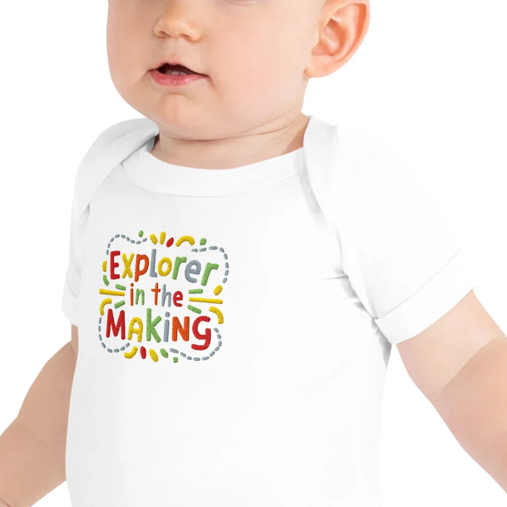 Explorer In The Making | Embroidered Baby Short Sleeve One Piece - AwRans Clothing