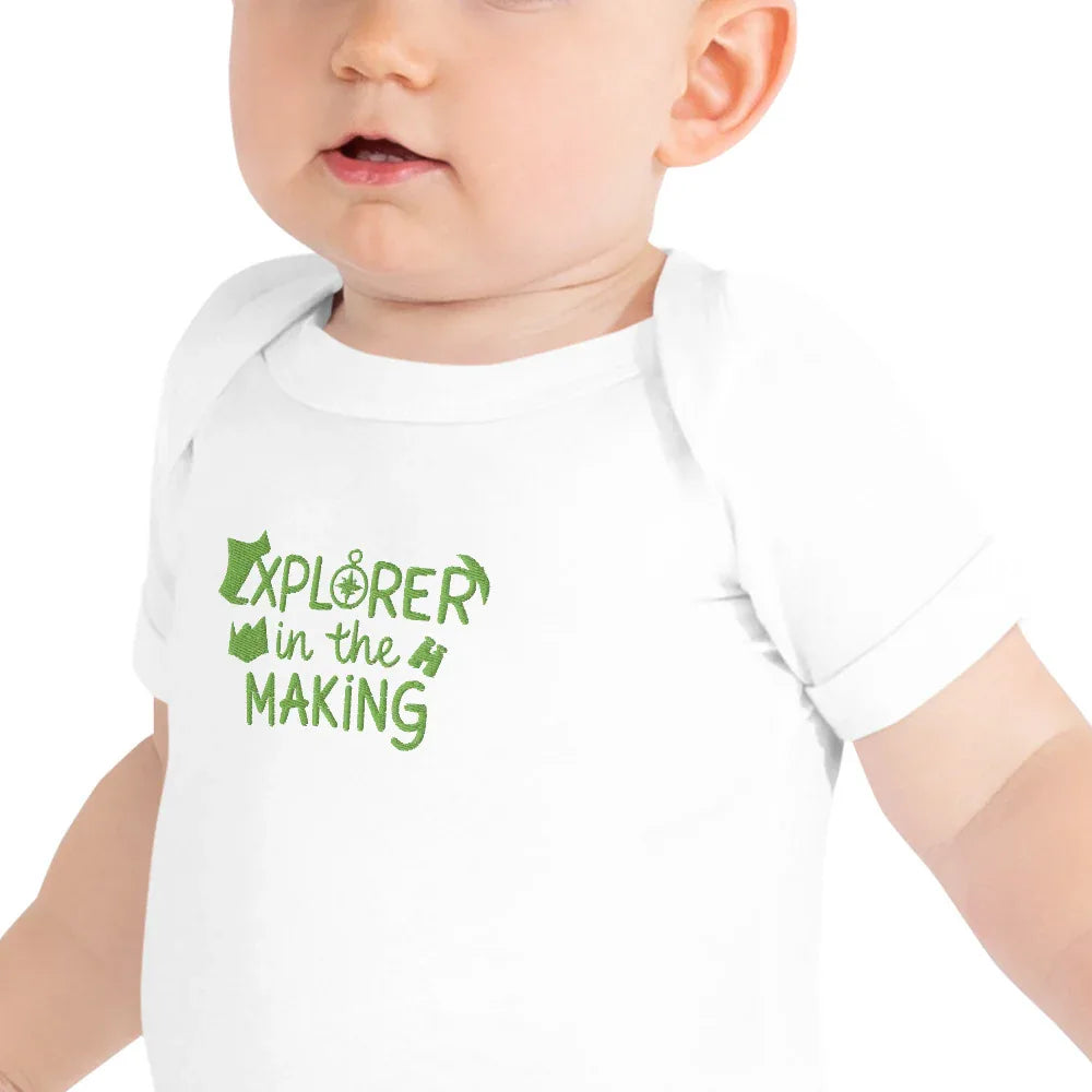 Explorer In The Making | Embroidered Baby Short Sleeve One Piece - AwRans Clothing
