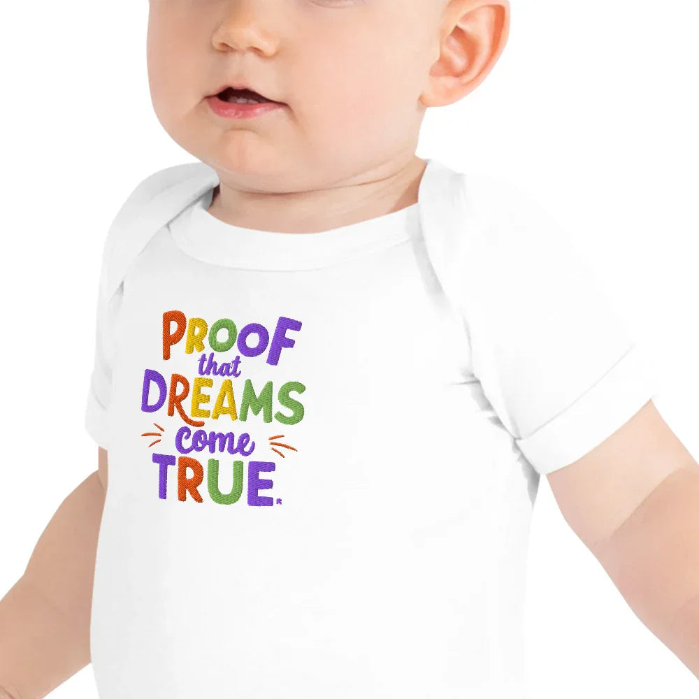 Proof That Dreams Come True | Embroidered Baby Short Sleeve One Piece - AwRans Clothing