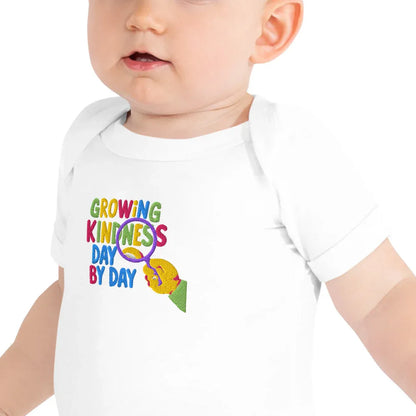 Growing Kindness Day By Day | Embroidered Baby Short Sleeve One Piece - AwRans Clothing