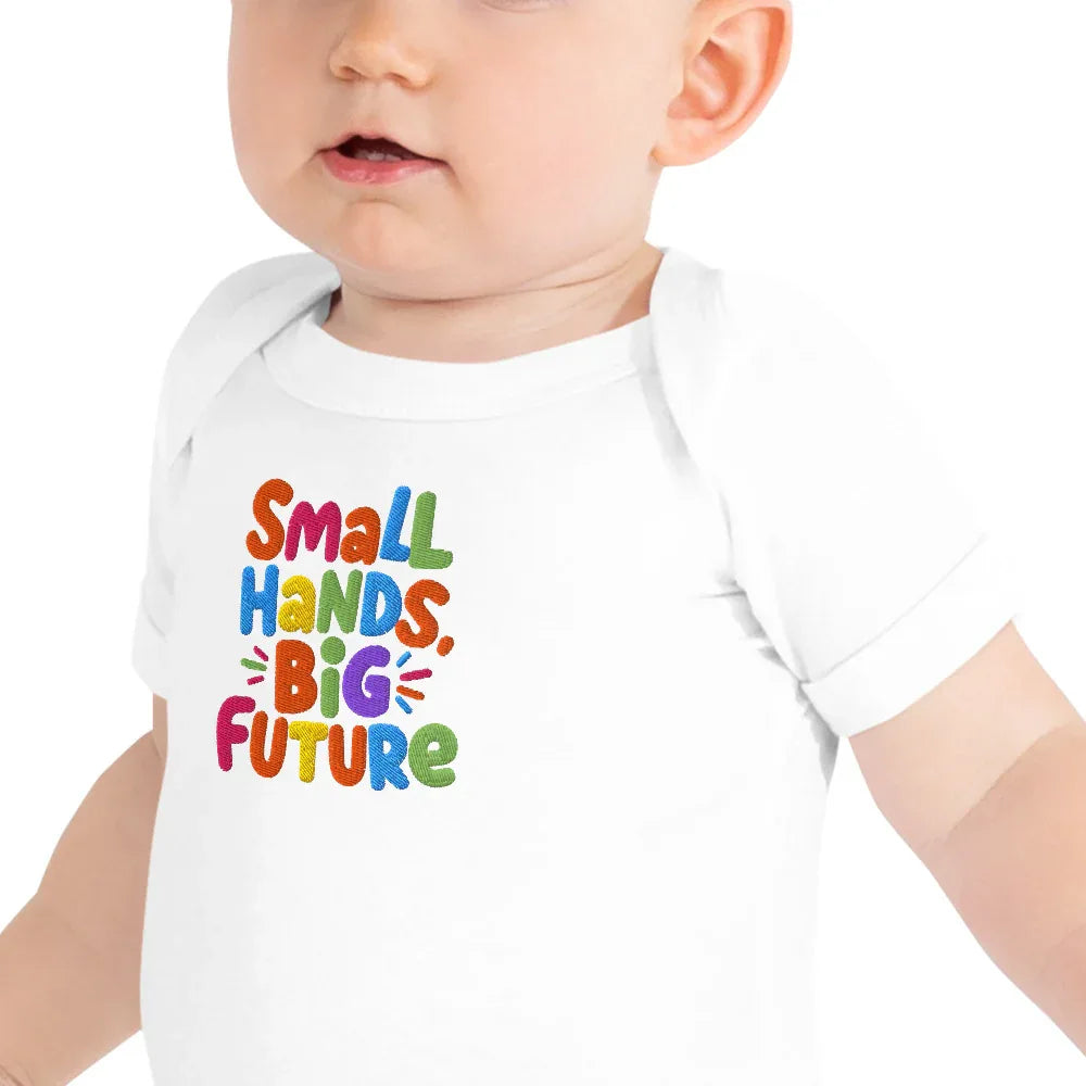Small Hands Big Future | Baby Short Sleeve One Piece - AwRans Clothing