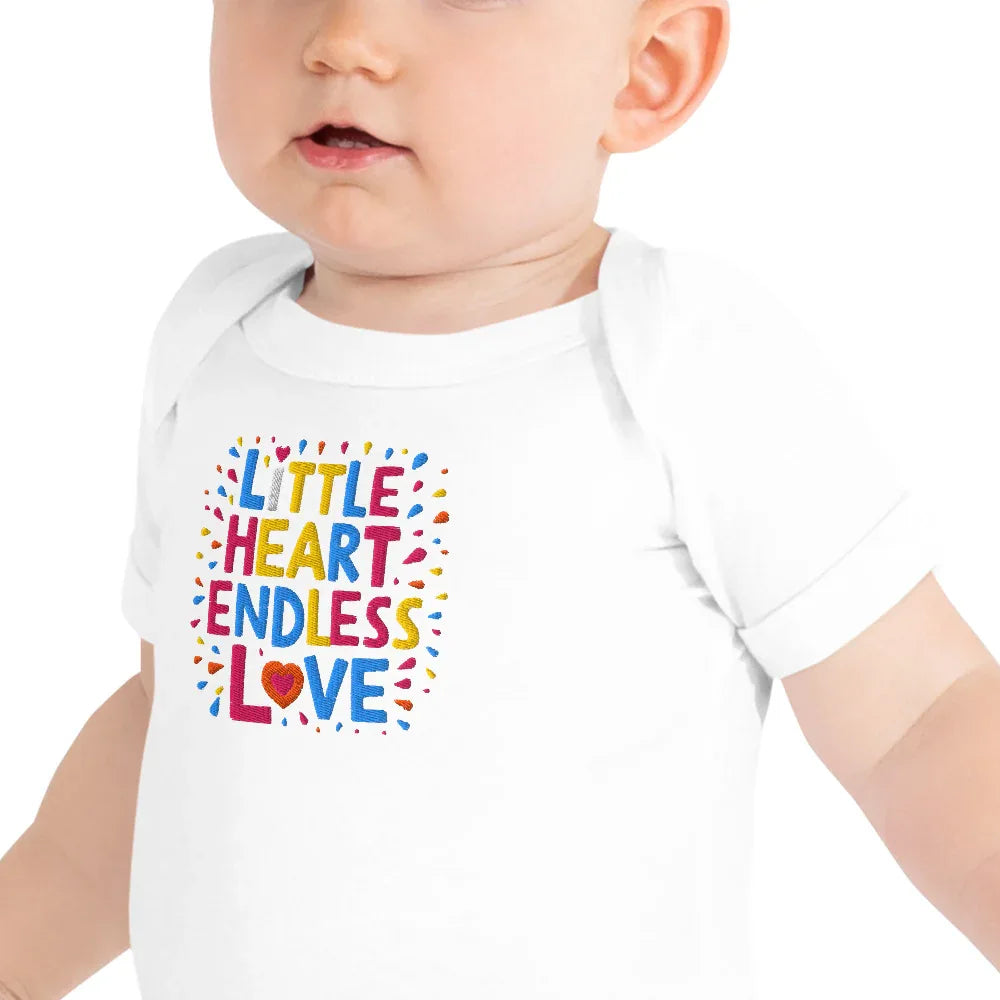 Little Heart Endless Love | Embroidered Baby Short Sleeve One Piece - AwRans Clothing