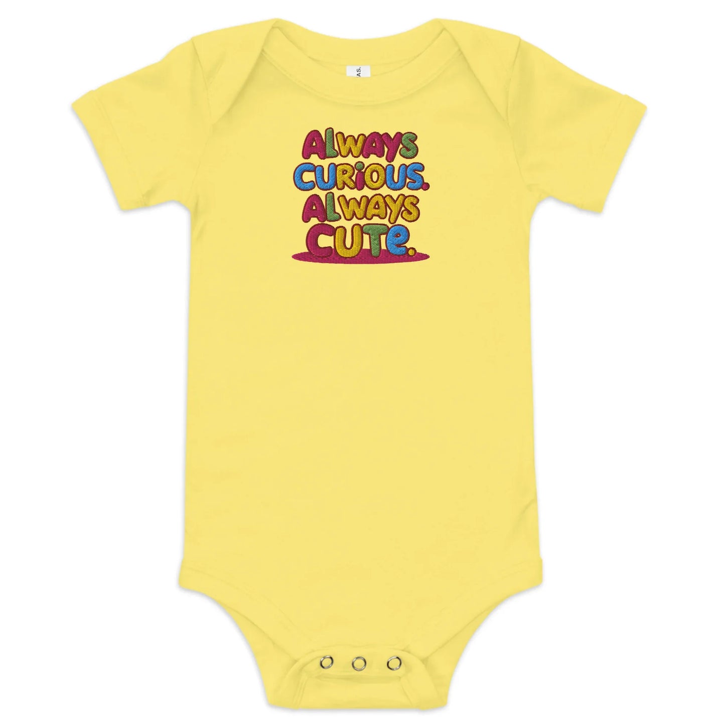 Always Curious Always Cute | Embroidered Baby Short Sleeve One Piece - AwRans Clothing
