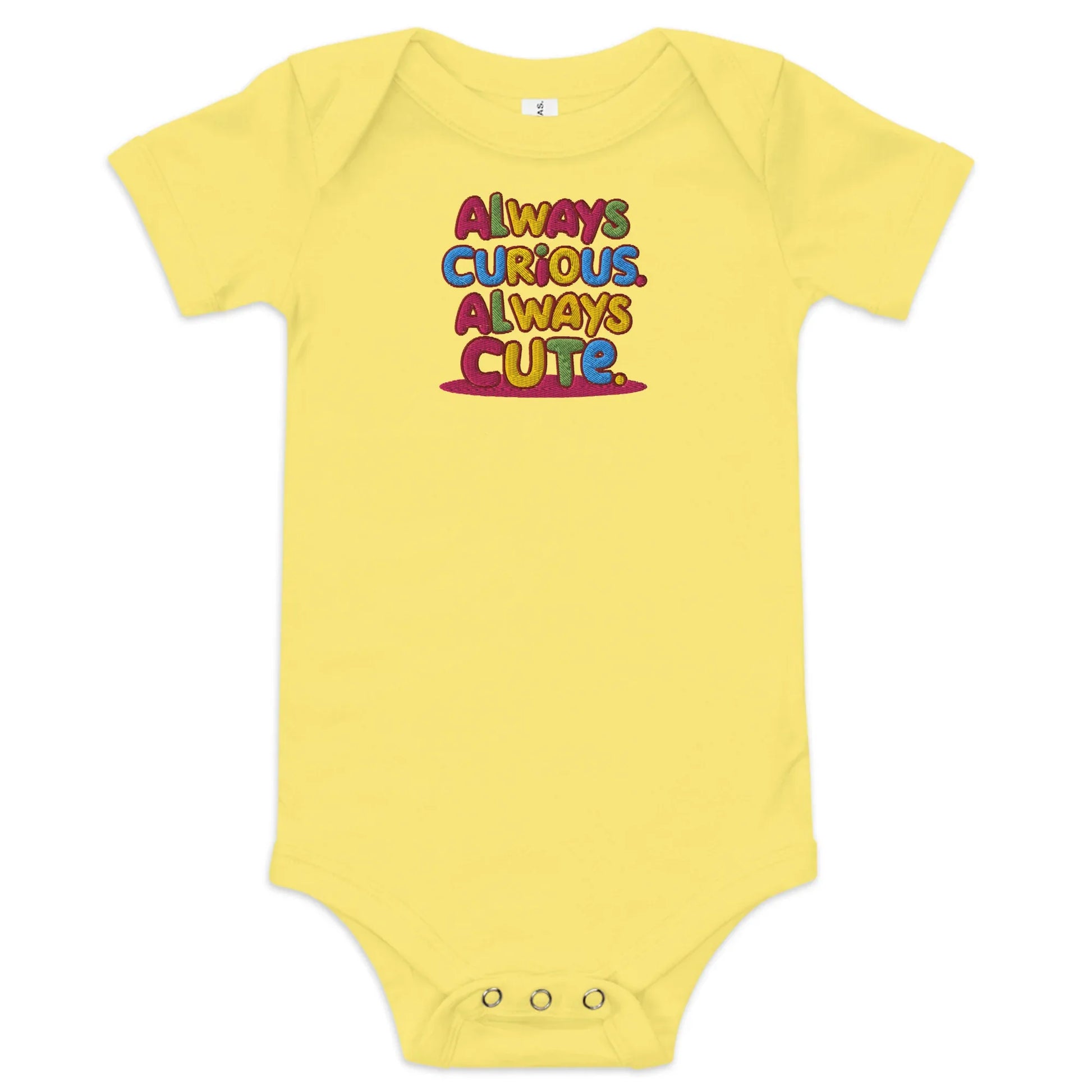Always Curious Always Cute | Embroidered Baby Short Sleeve One Piece - AwRans Clothing