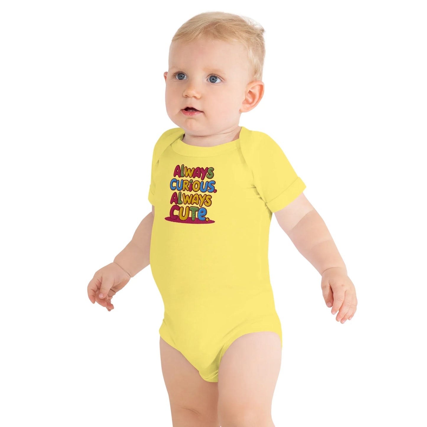 Always Curious Always Cute | Embroidered Baby Short Sleeve One Piece - AwRans Clothing