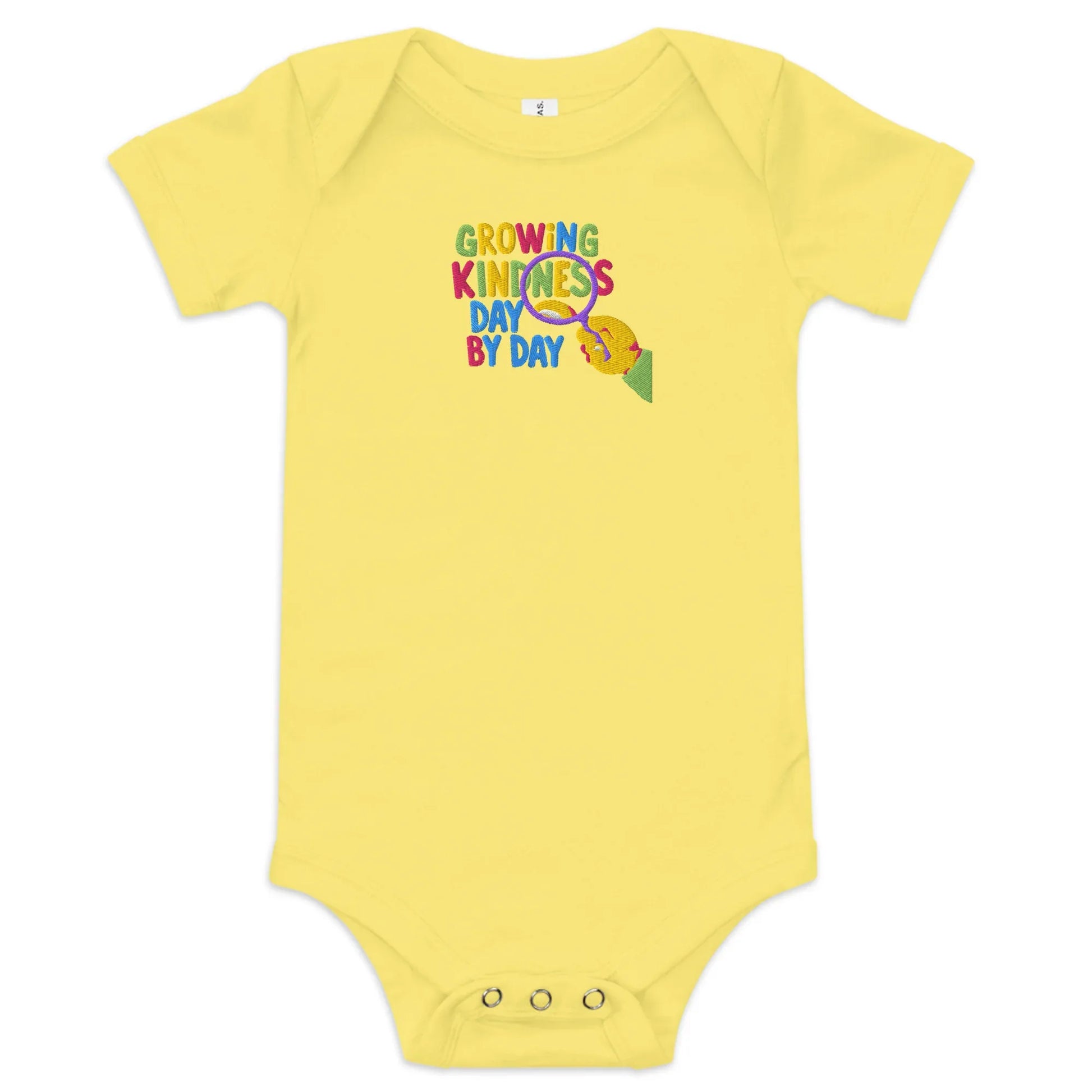 Growing Kindness Day By Day | Embroidered Baby Short Sleeve One Piece - AwRans Clothing