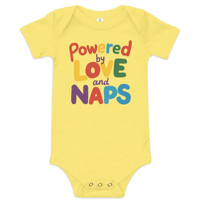 Powered By Love And Naps | Baby Short Sleeve One Piece - AwRans Clothing