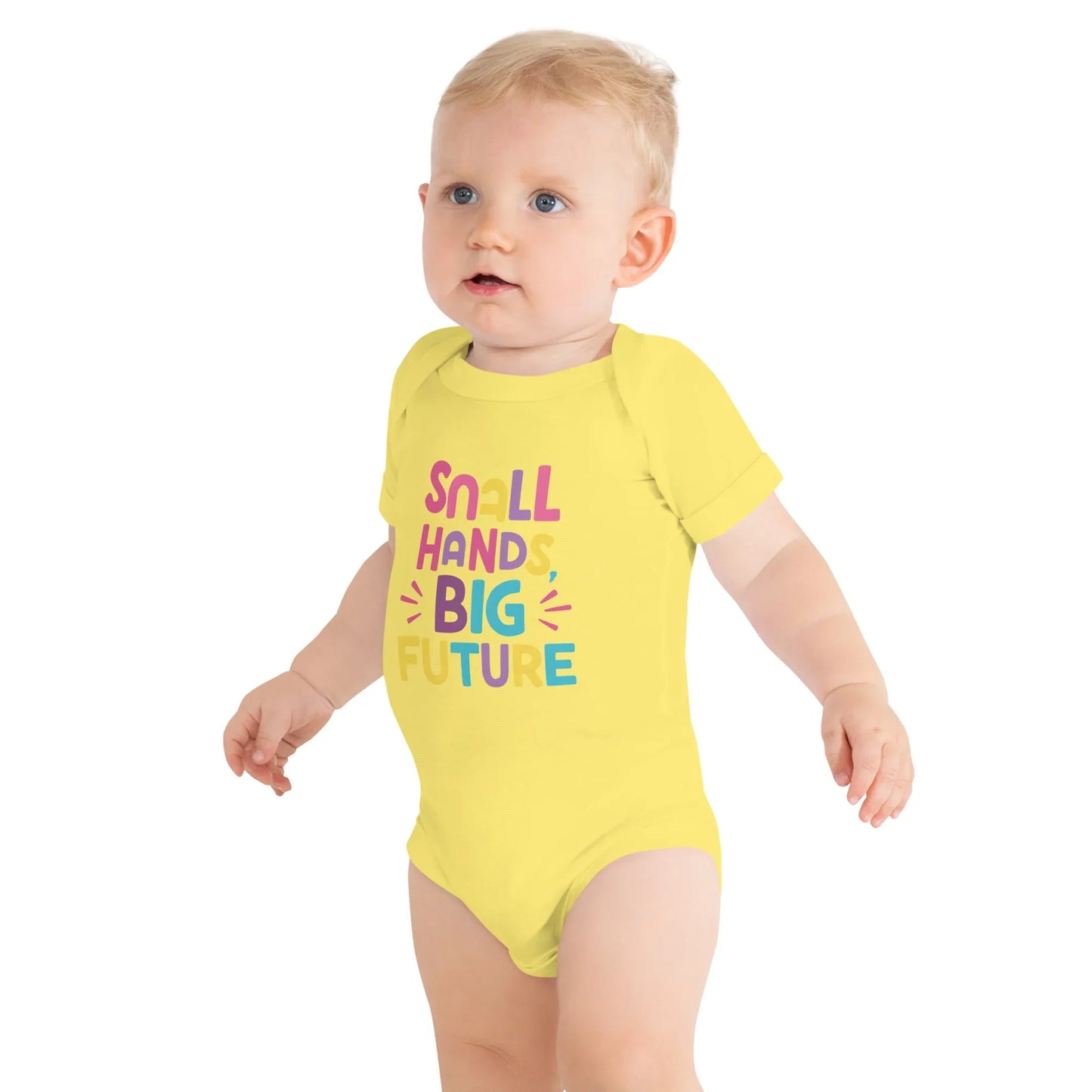 Small Hands Big Future | Baby Short Sleeve One Piece - AwRans Clothing