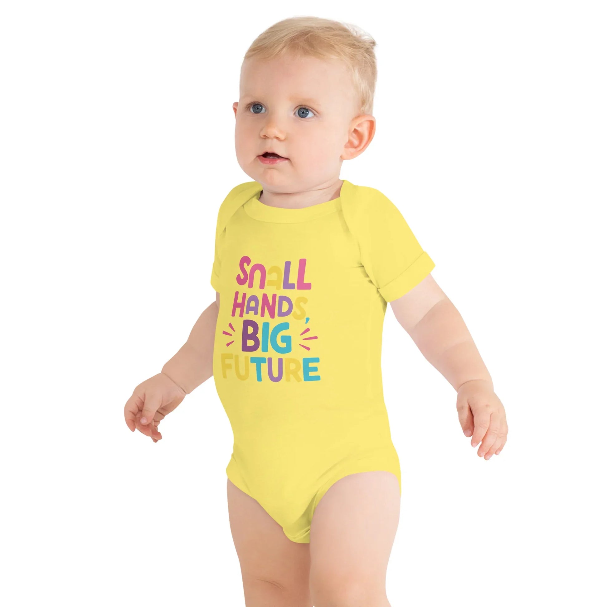 Small Hands Big Future | Baby Short Sleeve One Piece - AwRans Clothing