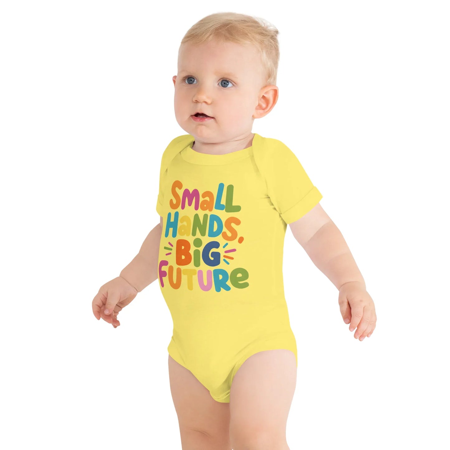 Small Hands Big Future | Baby Short Sleeve One Piece - AwRans Clothing
