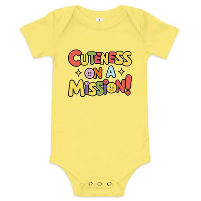 Cuteness On A Mission | Baby Short Sleeve One Piece - AwRans Clothing