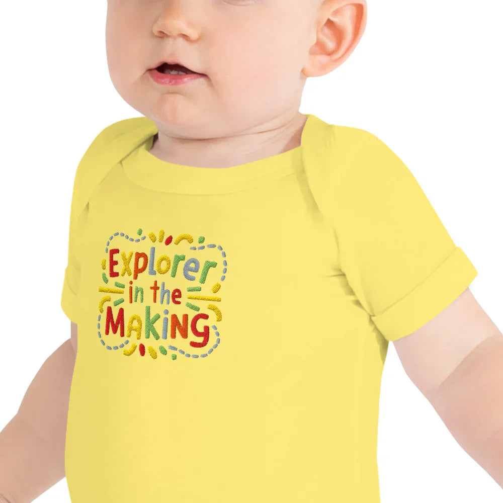 Explorer In The Making | Embroidered Baby Short Sleeve One Piece - AwRans Clothing