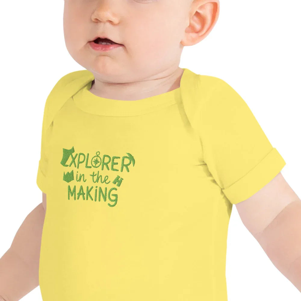 Explorer In The Making | Embroidered Baby Short Sleeve One Piece - AwRans Clothing
