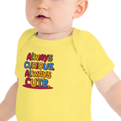 Always Curious Always Cute | Embroidered Baby Short Sleeve One Piece - AwRans Clothing