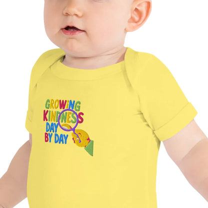 Growing Kindness Day By Day | Embroidered Baby Short Sleeve One Piece - AwRans Clothing