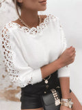Elegant White Lace Detail Knit Sweater - Long Sleeve Top White Sweaters AwRans Premium bc41c2e59bb2422bac4a16968f0ba772-Max-Origin