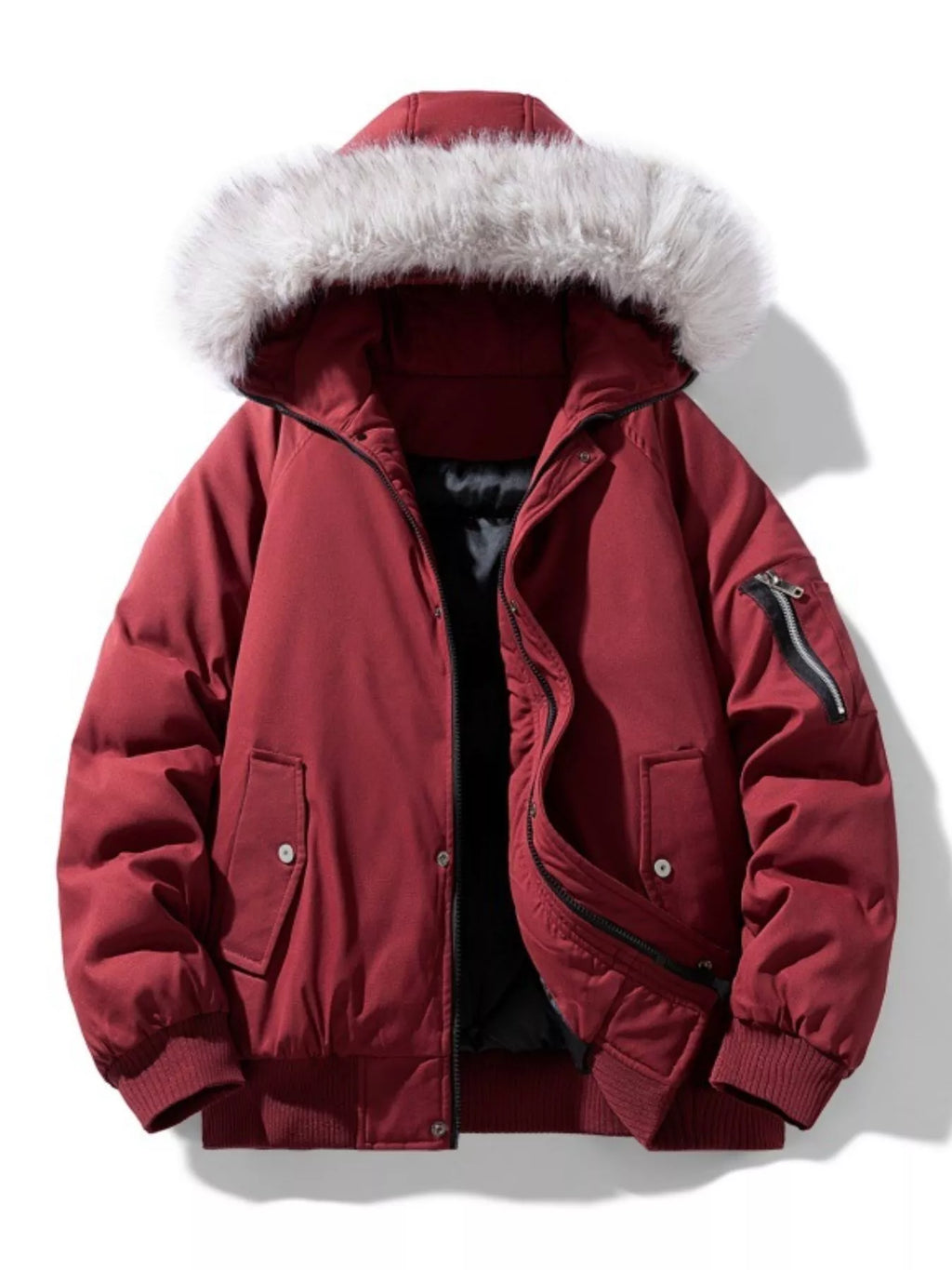 Arctic Faux Fur Hooded Bomber Bomber Jackets AwRans Premium c33116aa-61ae-4012-bffc-247ee5f894d6-Max-Origin