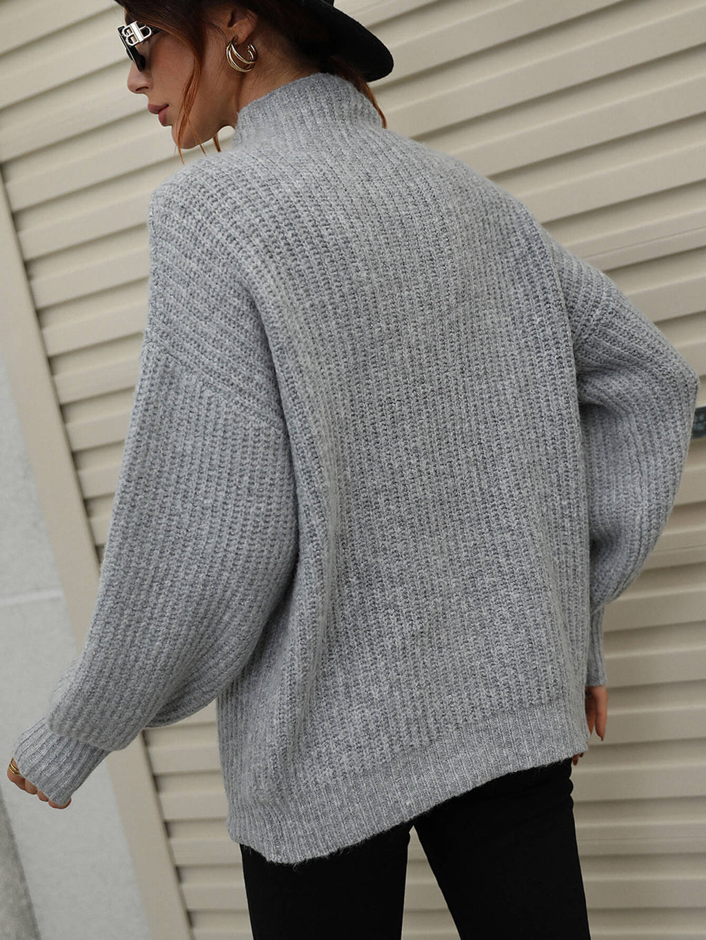 Chic High Neck Balloon Sleeve Ribbed Knit Pullover Sweater Sweaters AwRans Premium cc6d51d9d21441b28fe22bd5fc439dfc-Max