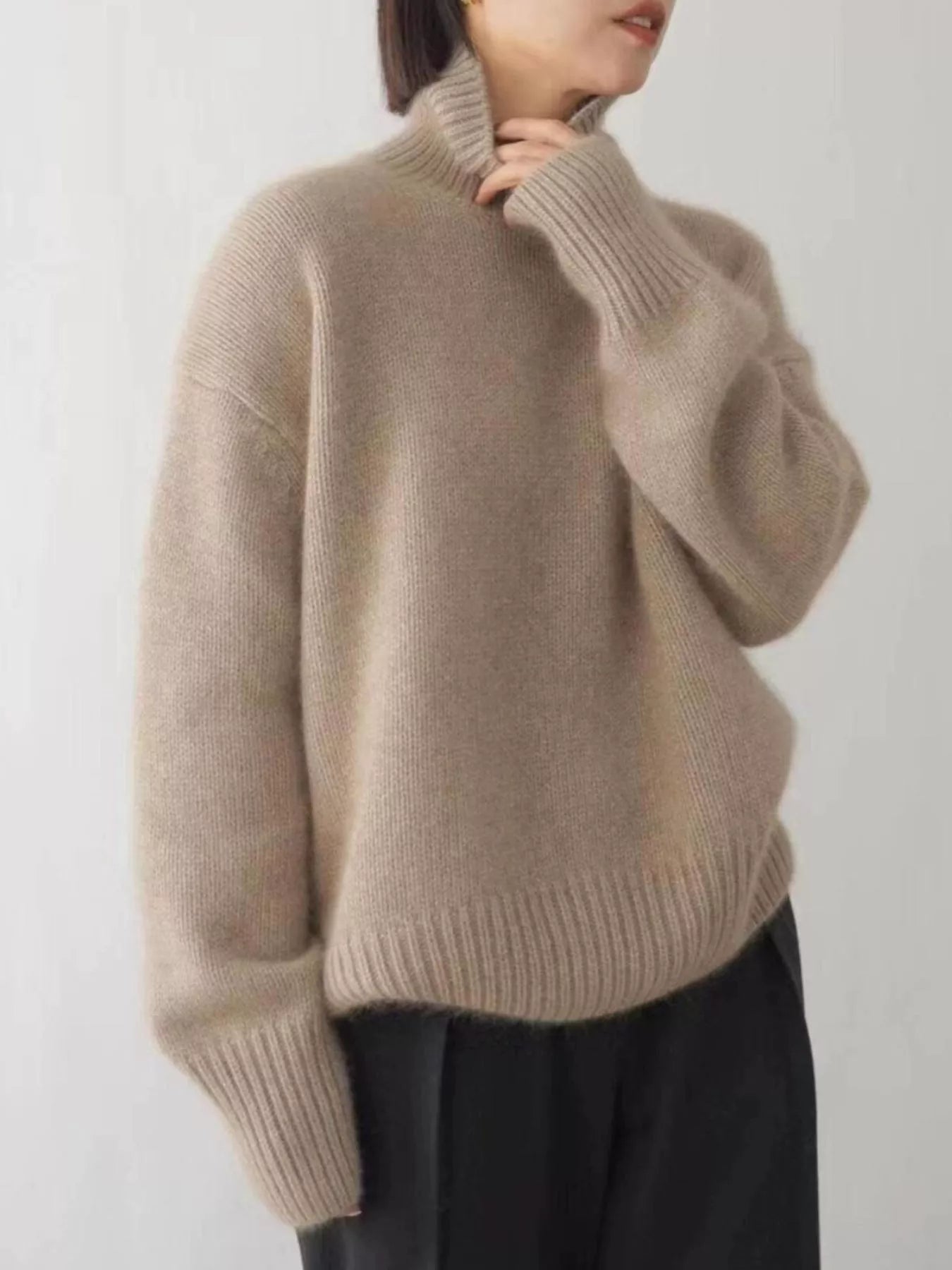Cozy Cream Oversized Ribbed Knit Turtleneck Pullover Sweater Sweater AwRans Premium cf7e1193-02f5-4eeb-bc98-4351ad14072d-Max-Origin
