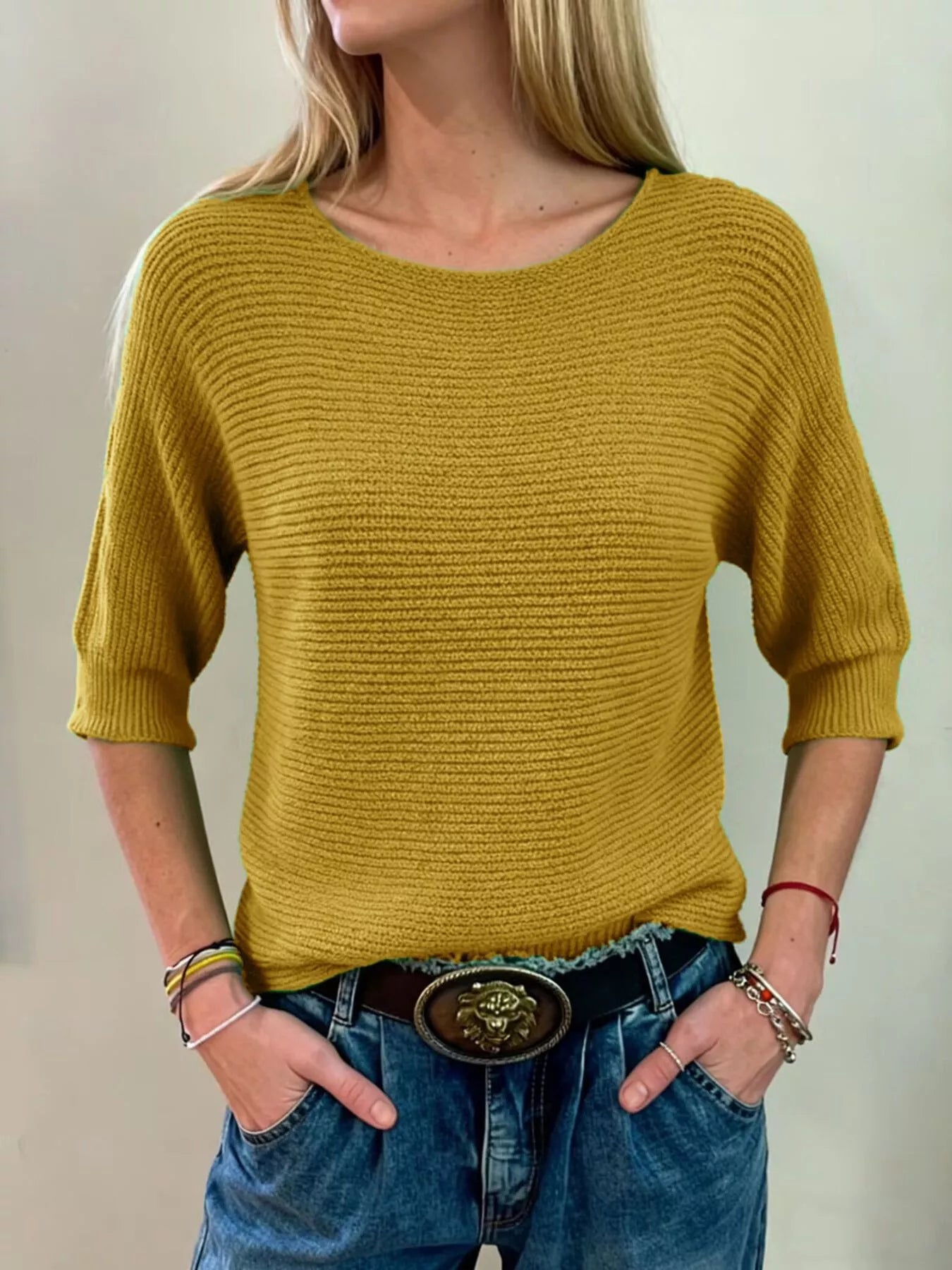 Full Size Ribbed Knit Round Neck Sweater Plus Size Yellow AwRans Premium d40e7159-f091-4969-9f97-6f8521de6cef-Max-Origin
