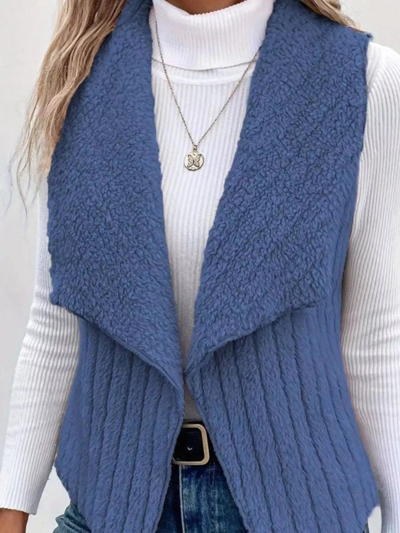 Chic Sherpa Fleece Open-Front Vest Vests AwRans Premium d7d5d3a3-3961-4378-bd94-f901573b6a21-Max-Origin