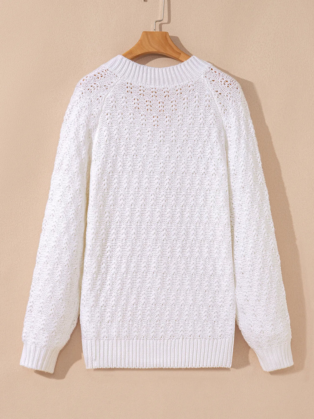 White Oversized Cable Knit V-Neck Sweater Sweaters AwRans Premium dbc87324f1a24dc6b477293f0601ea65-Max-Origin