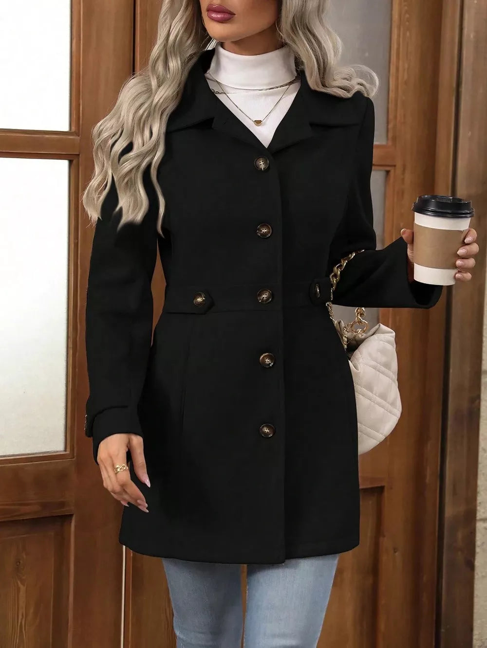 Classic Elegant Button-Front Coat Overcoats AwRans Premium dc65cb0e-2a57-4e40-abf7-daf55b5ebd6e-Max-Origin