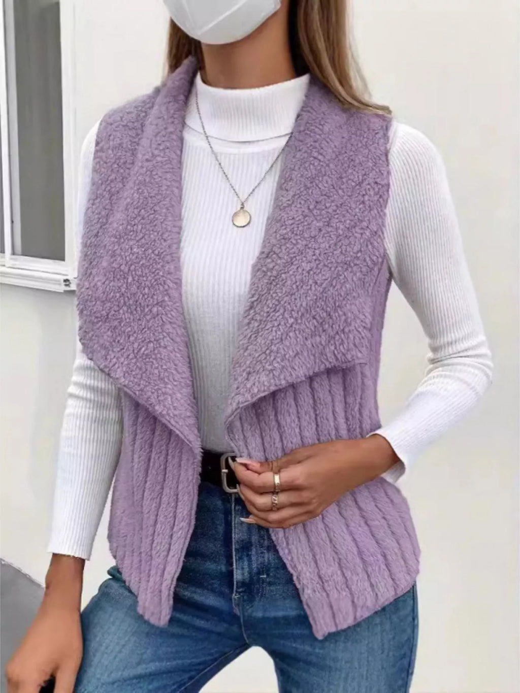 Chic Sherpa Fleece Open-Front Vest Vests AwRans Premium e19ae843598143309ea52e30c3c7d9c0-Max-Origin