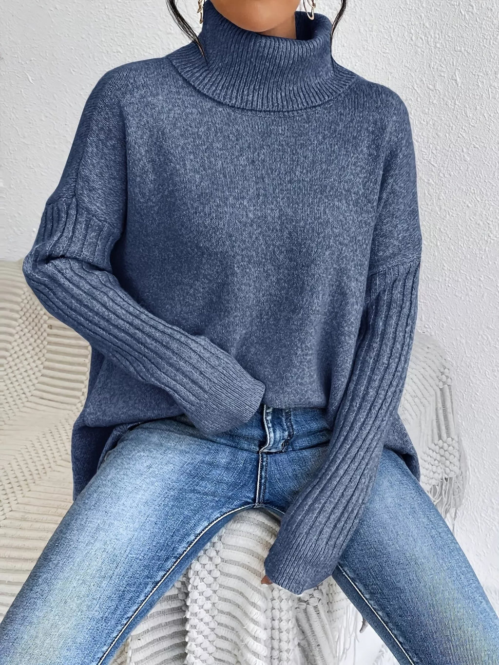 Turtleneck High-Low Hem Sweater Sweater Trendsi e282310a0f5f46cb8d5eb32c855a3880-Max-Origin