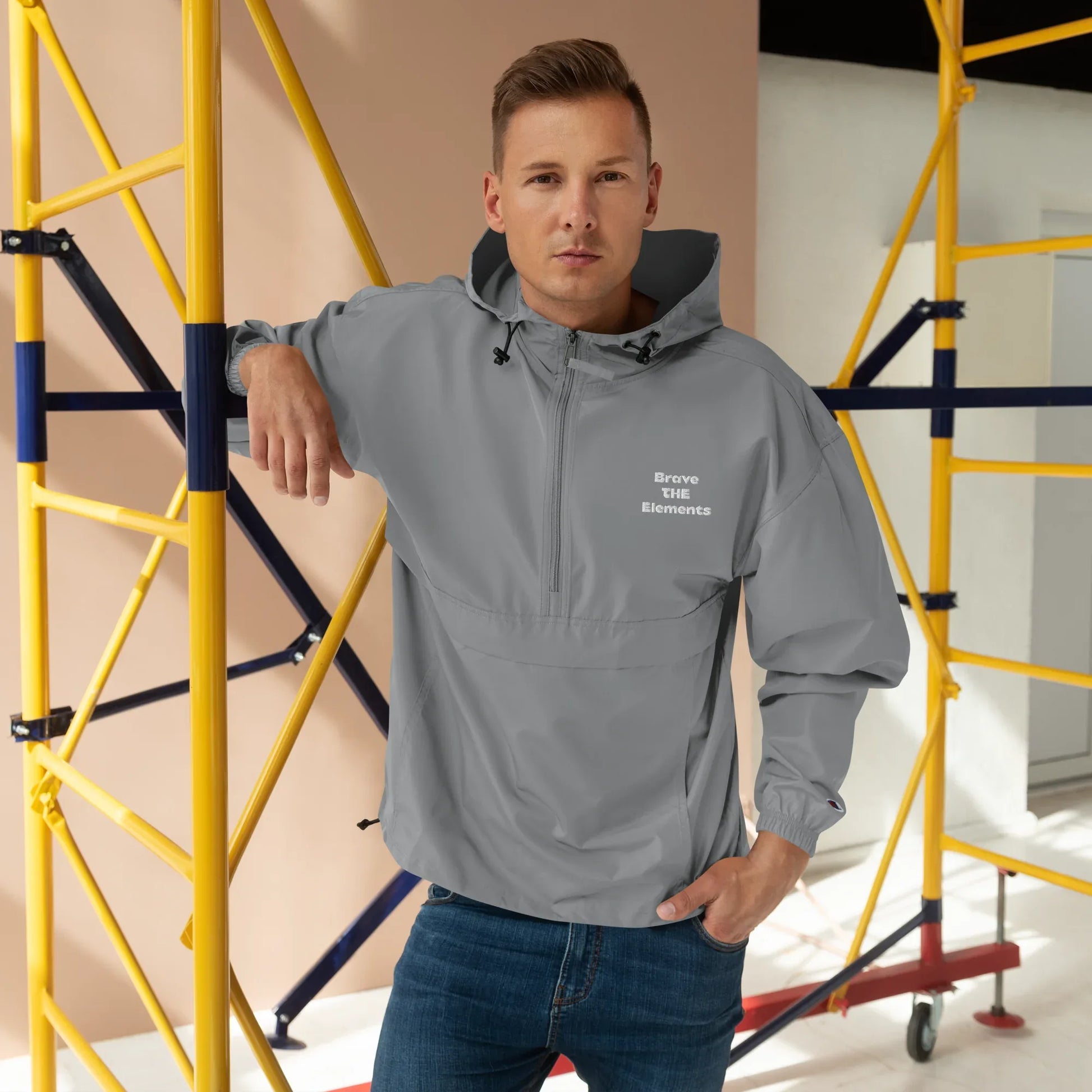 Unisex | Brave The Elements - Embroidered Champion Packable Jacket - AwRans Clothing