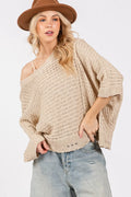 Boho Chic Beige Distressed Open Knit Asymmetrical Sweater Mushroom Sweaters AwRans Premium fd4928bd-7aa2-444a-86ec-7996cac2bbbc-Max