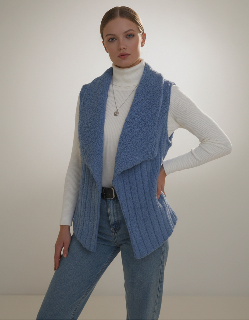 Chic Sherpa Fleece Open-Front Vest