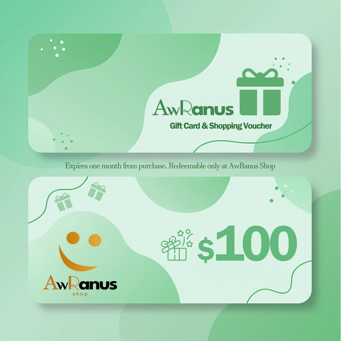 $100 Gift Card & Shopping Voucher - AwRans Clothing