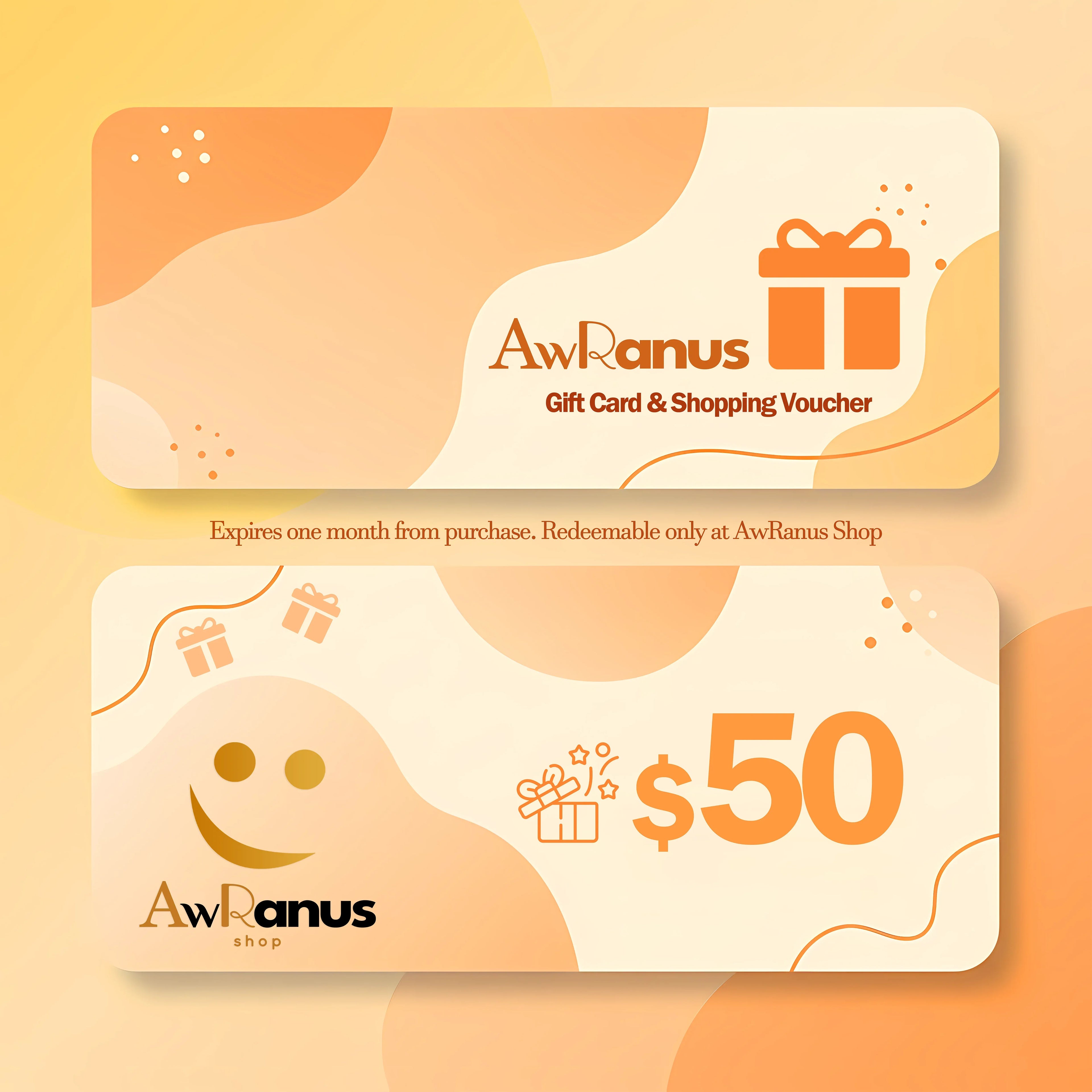 $50 Gift Card & Shopping Voucher - AwRans Clothing