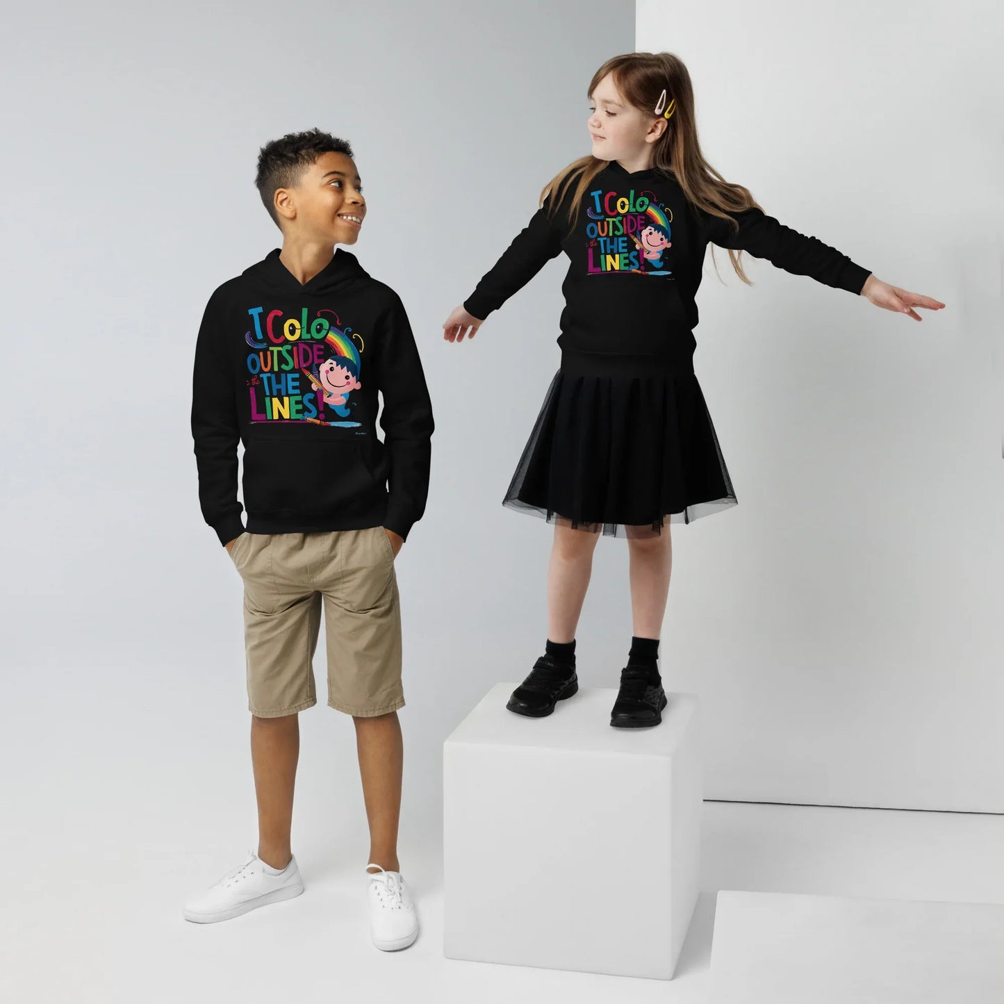 I Color Outside The Lines! | Kids Hoodie - AwRans Clothing