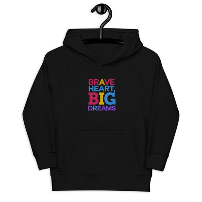 Brave Heart Big Dreams | Kids Embroidered Hoodie - AwRans Clothing