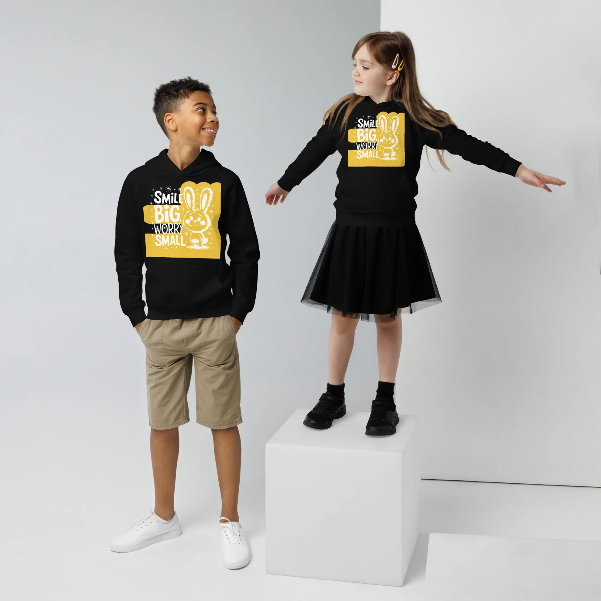Smile Big, Worry Small | Kids Hoodie - AwRans Clothing