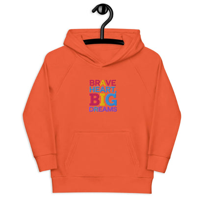 Brave Heart Big Dreams | Kids Embroidered Hoodie - AwRans Clothing
