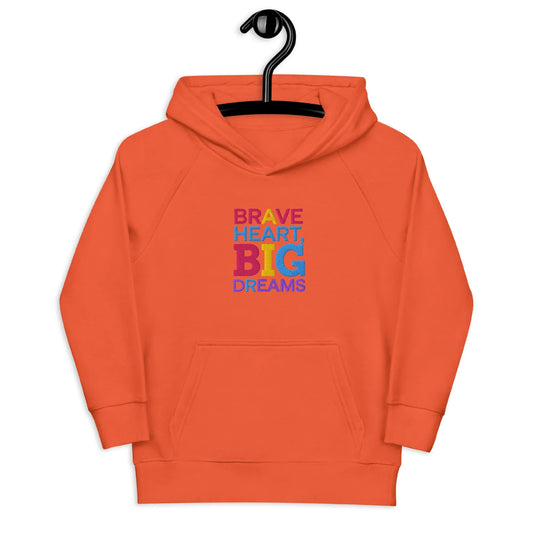 Brave Heart Big Dreams | Kids Embroidered Hoodie - AwRans Clothing