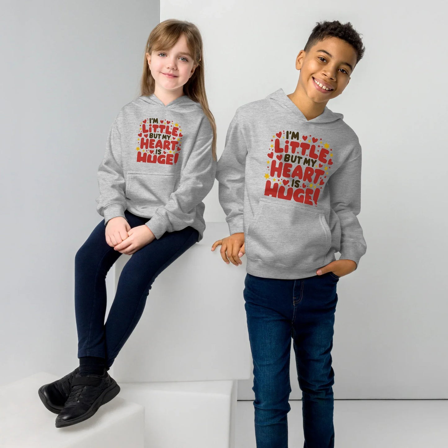 I’m Little But My Heart Is Huge! | Kids Fleece Hoodie - AwRans Clothing