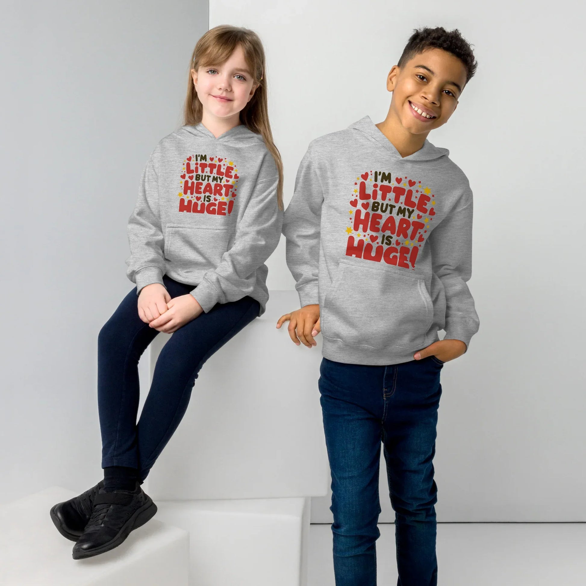 I’m Little But My Heart Is Huge! | Kids Fleece Hoodie - AwRans Clothing