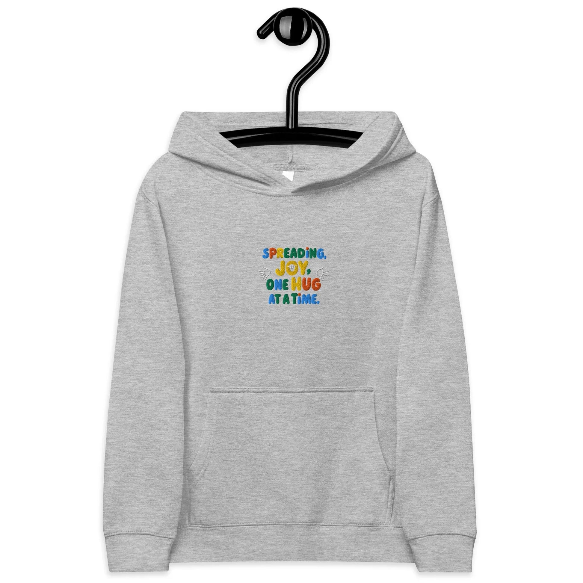 Spreading Joy One Hug At A Time | Kids Embroidered Fleece Hoodie - AwRans Clothing