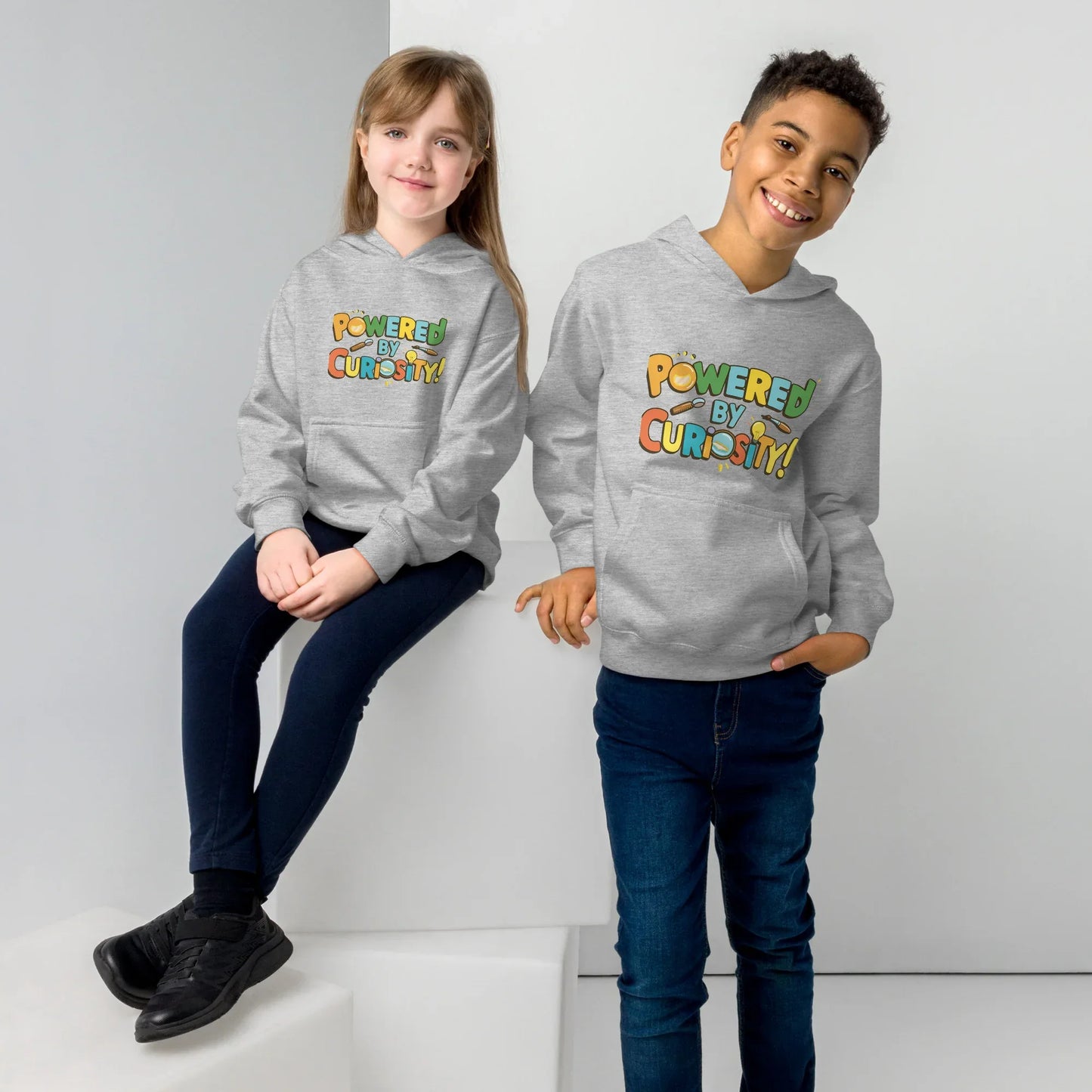 Powered By Curiosity | Kids Fleece Hoodie - AwRans Clothing