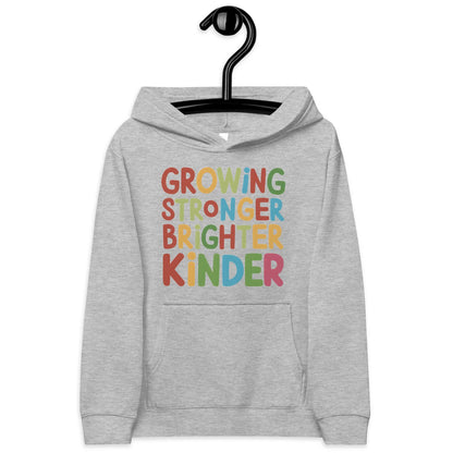 Growing Stronger Brighter Kinder | Kids Fleece Hoodie - AwRans Clothing