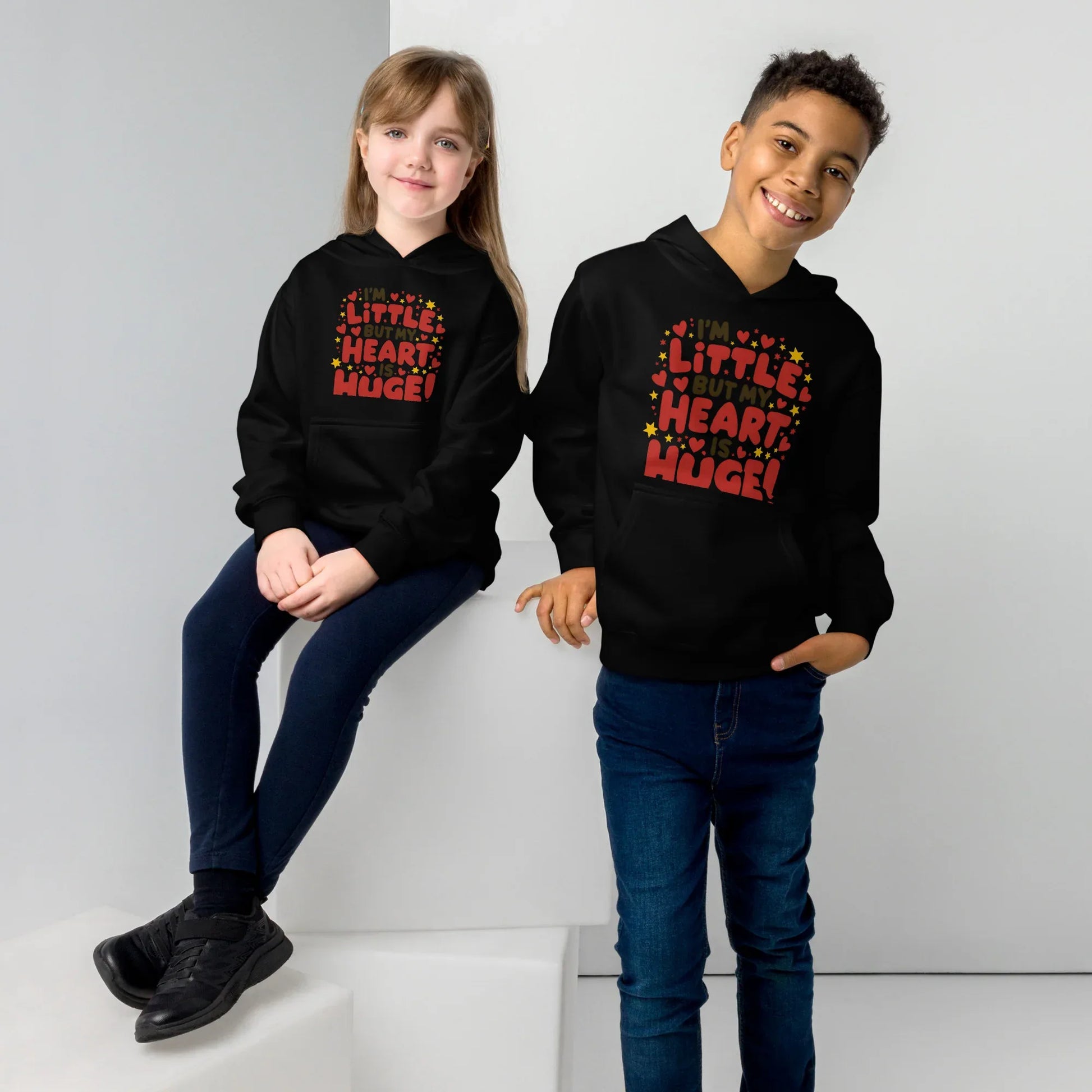 I’m Little But My Heart Is Huge! | Kids Fleece Hoodie - AwRans Clothing