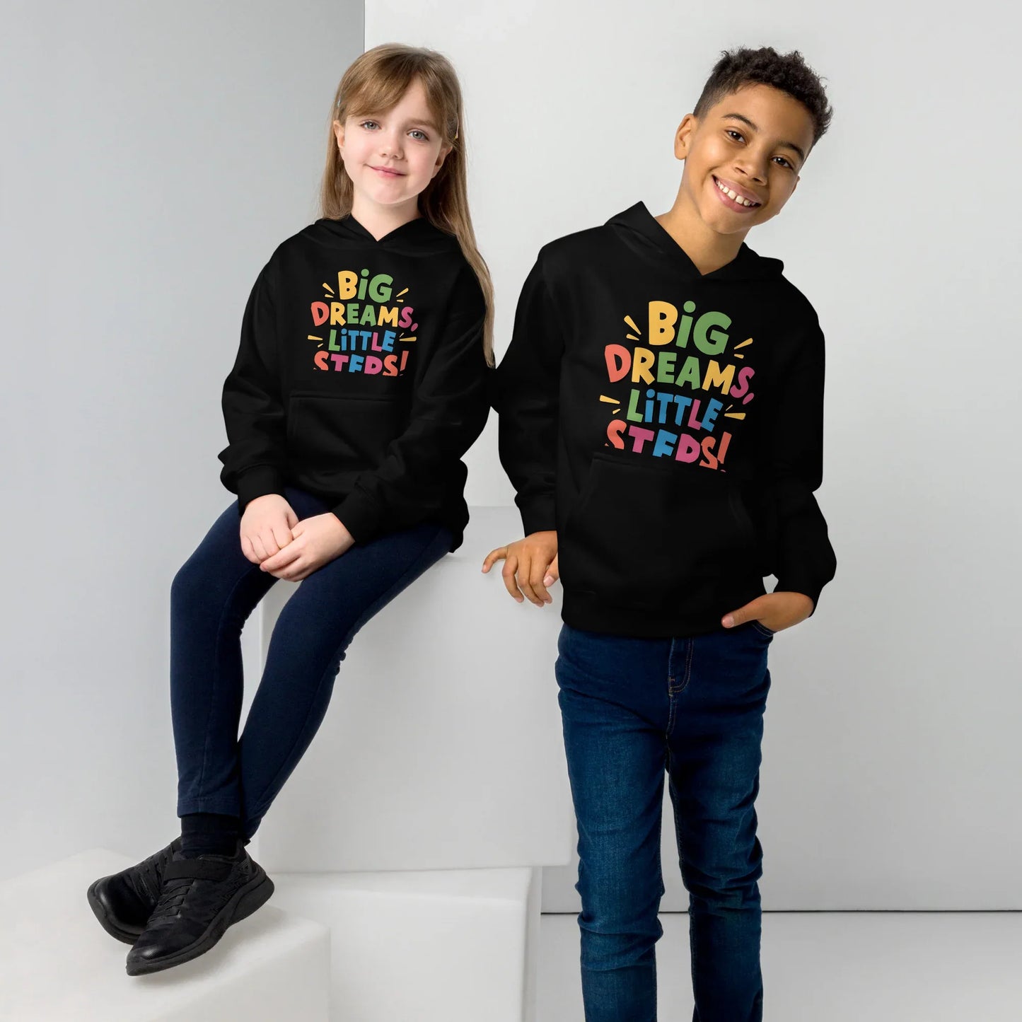Big Dreams Little Steps! | Kids Fleece Hoodie - AwRans Clothing