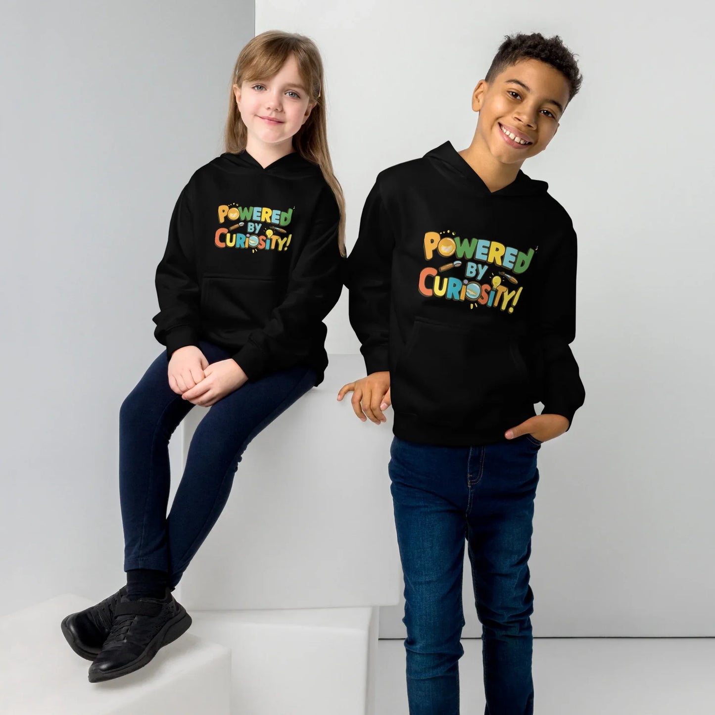 Powered By Curiosity | Kids Fleece Hoodie - AwRans Clothing