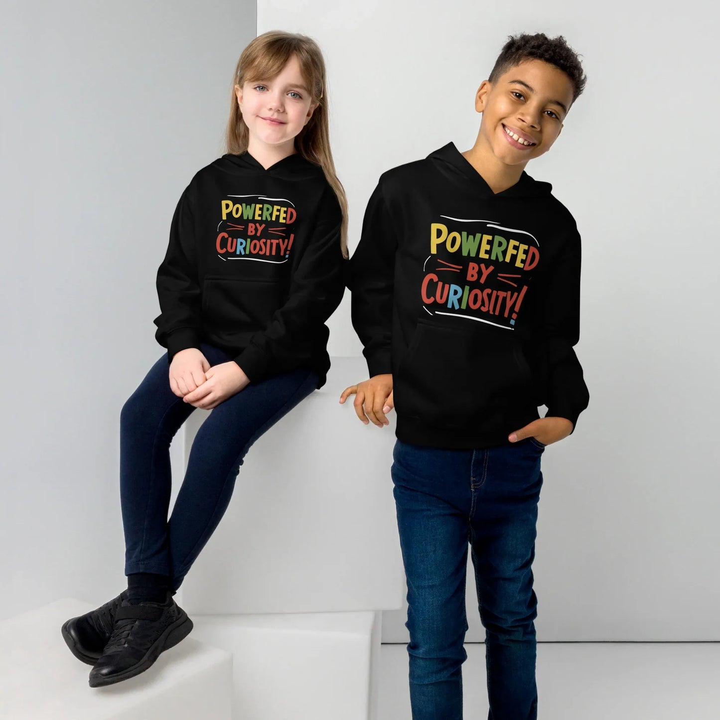 Powered By Curiosity | Kids Fleece Hoodie - AwRans Clothing