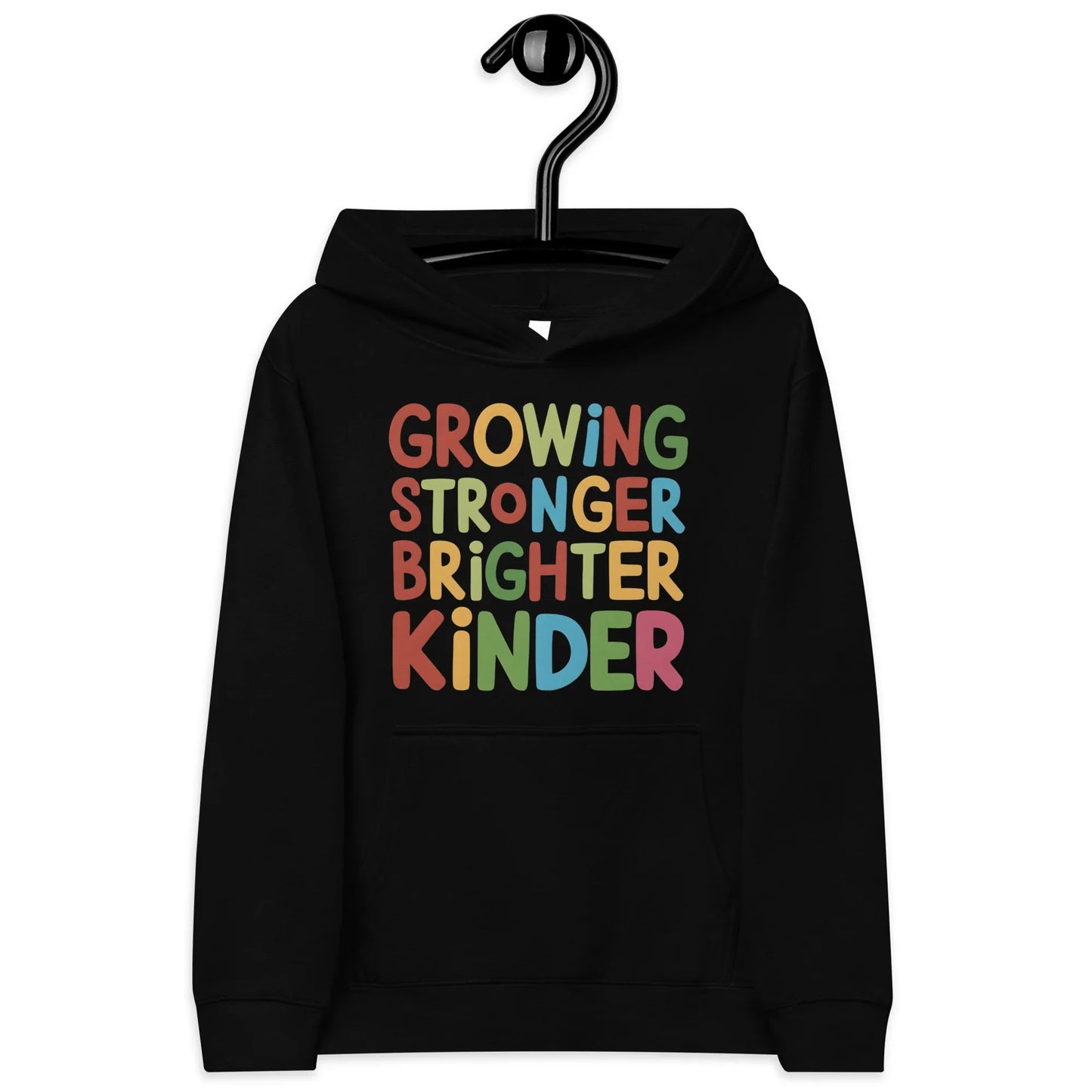 Growing Stronger Brighter Kinder | Kids Fleece Hoodie - AwRans Clothing
